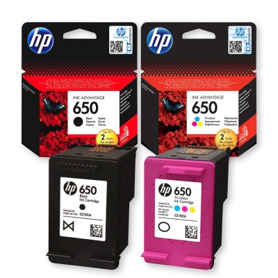 HP650 2db-os Black-Fekete+Color-Színes Patroncsomag No.650 (eredeti)
